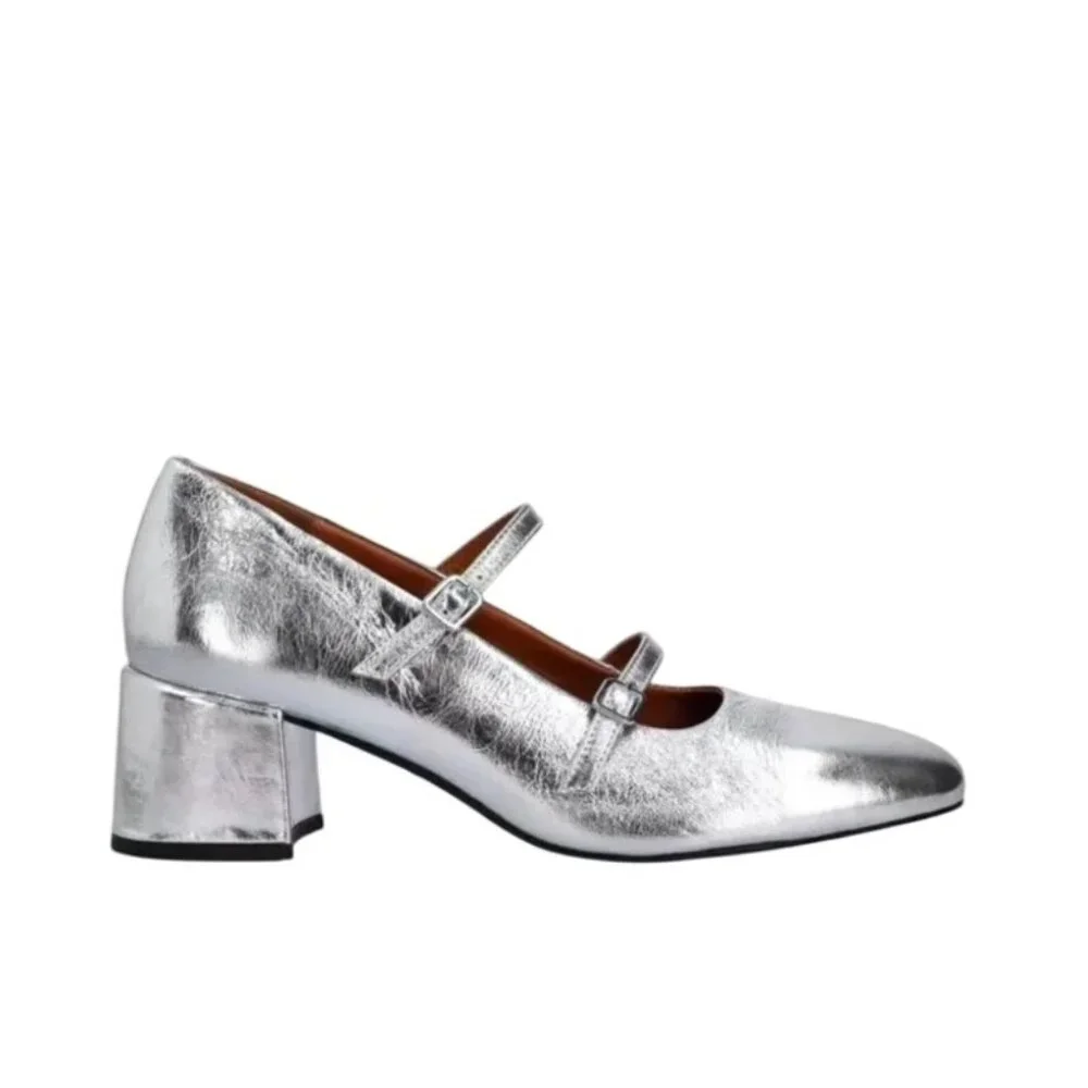 Vagabond Shoemakers Adison Double-Buckle Metallic Leather Pumps Size EU 37, US 6 - Picture 1 of 12